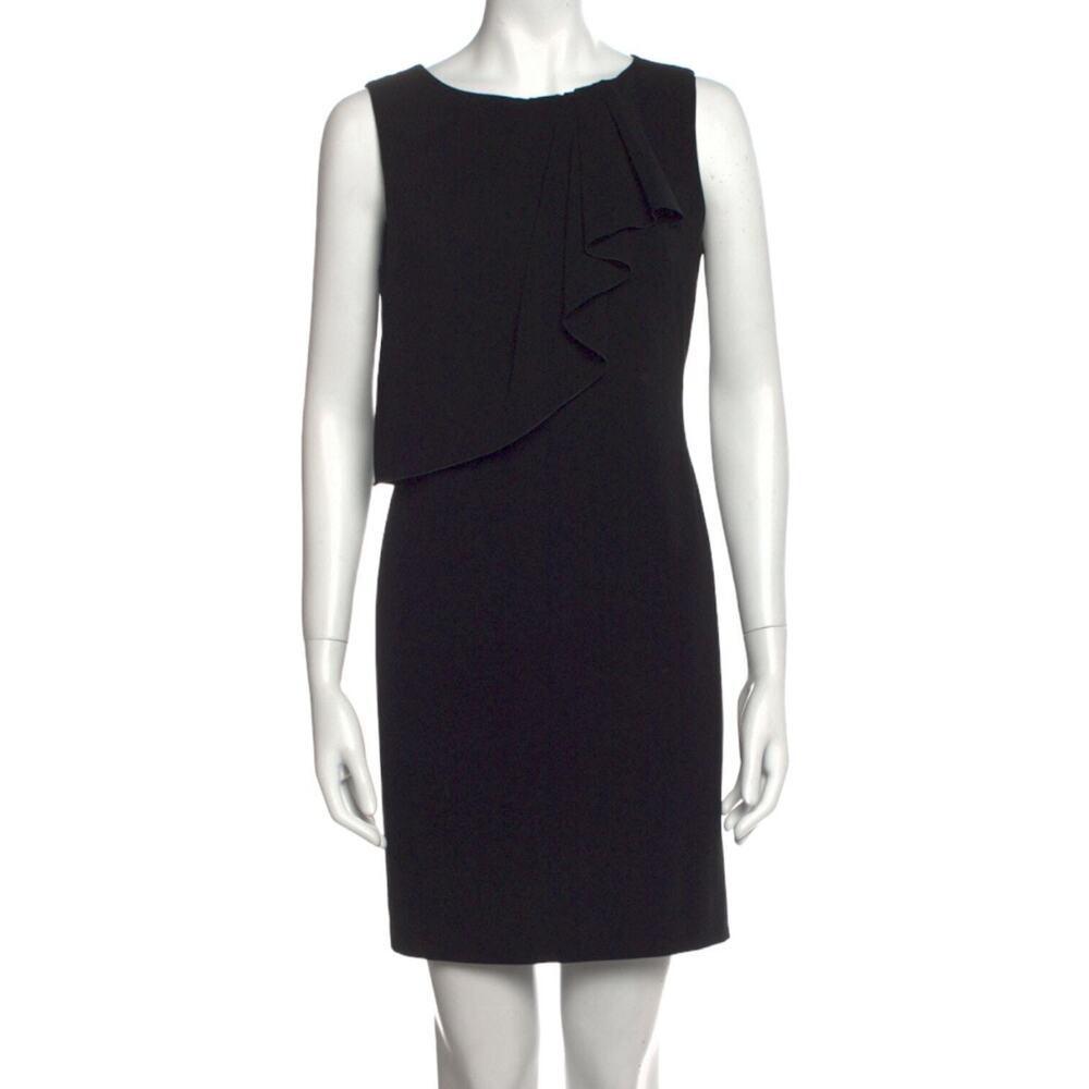MOSCHINO CHEAP AND CHIC Dress Women Size 6 Black Bateau Neckline Mini Ruffled